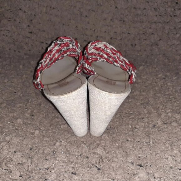 CERUTTI-Italy-Red Patent/Snakeskin Pattern Woven Leather Wedge-Sz 37-Excellent - Picture 5 of 7